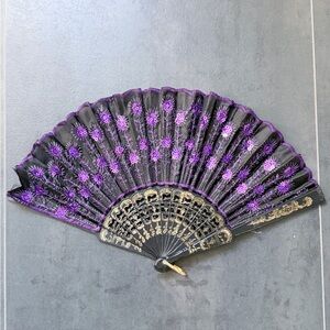 Elegant Black and Purple Hand Fan